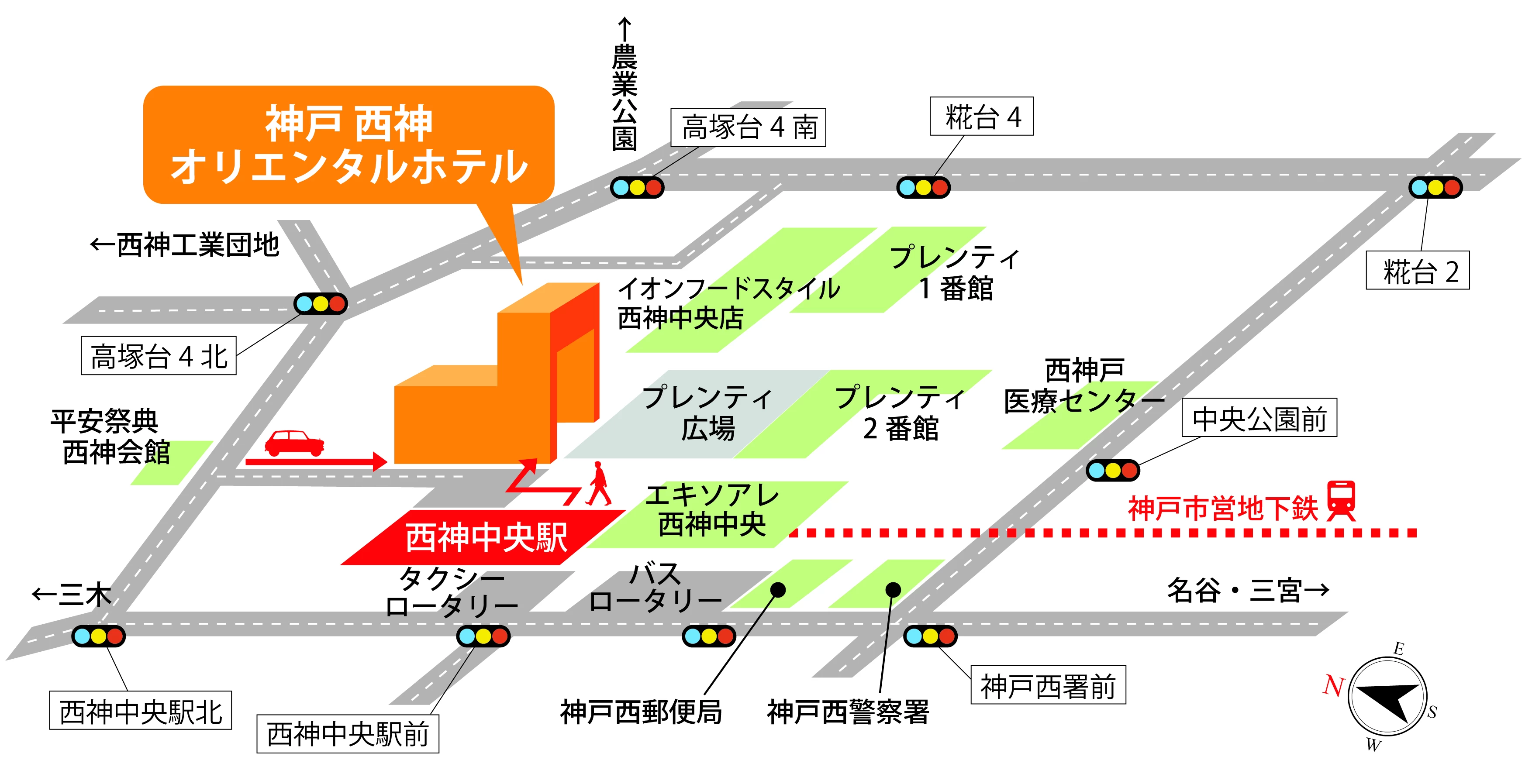 ホテル周辺の提携駐車場マップ